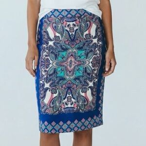 Stitch Fix Renee C. Size M Blue Patterned Pencil Skirt